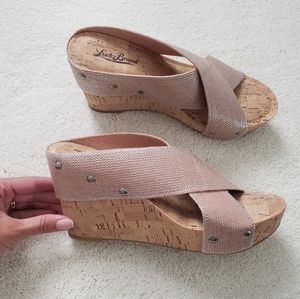 GUC - Lucky Brand - Metallic Cork Miller Wedges - 9.5